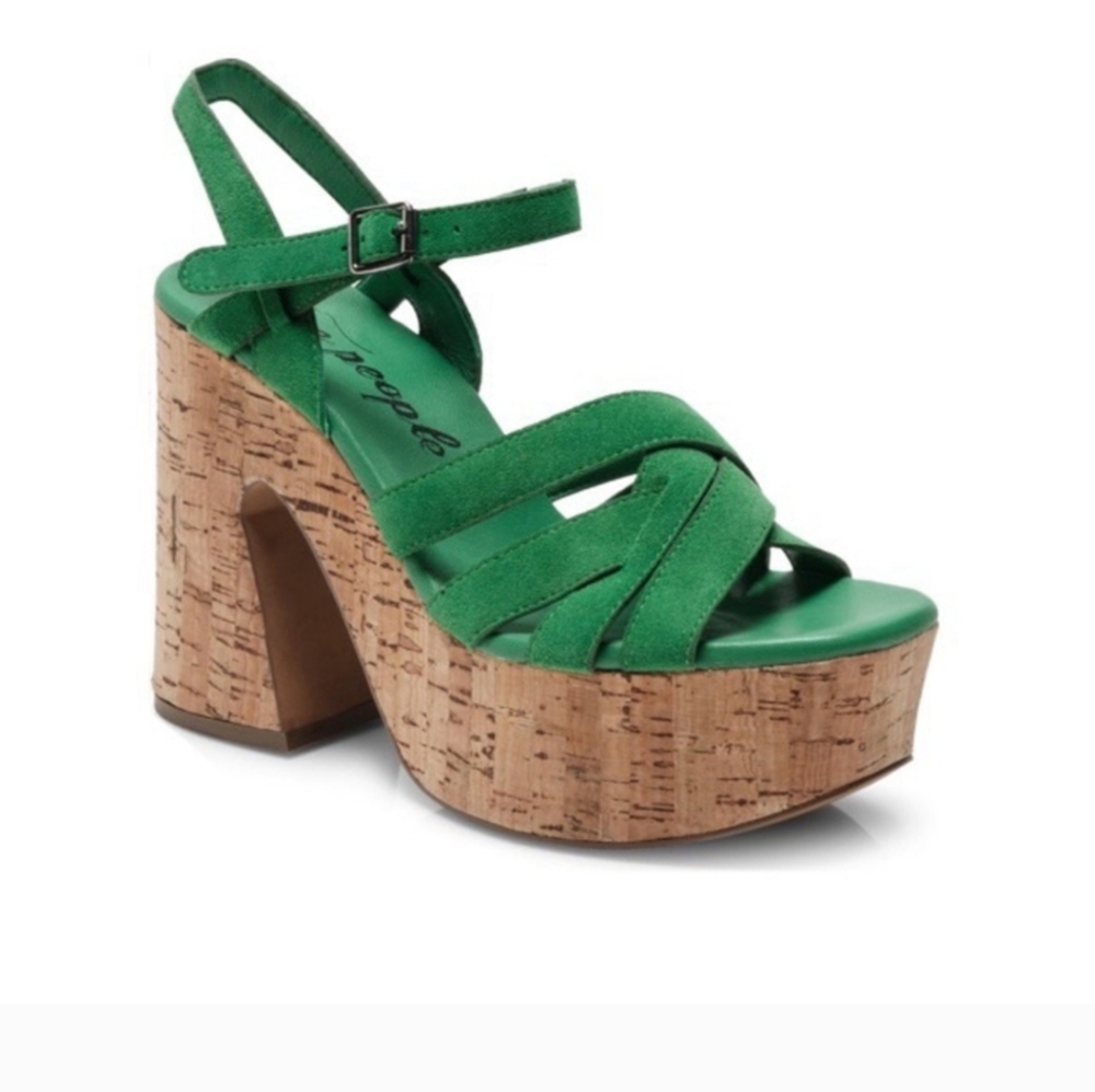 Anthropologie Free People Green Platform Sandals